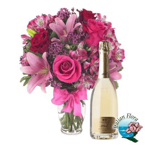 Pink bouquet with white wine
